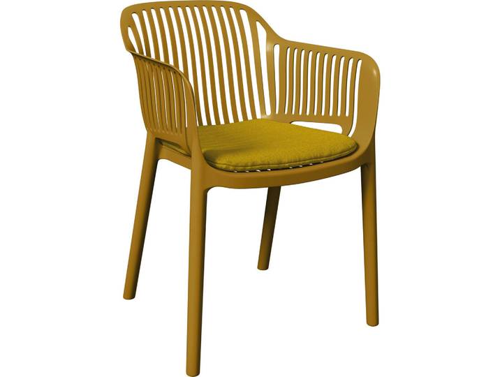 Ambia Garden Stapelsessel, Gelb, Kunststoff, Textil, Füllung: Polyester, konisch, 55x80x60 cm, stapelbar, Gartenmöbel, Gartenstühle, Gartenstühle stapelbar