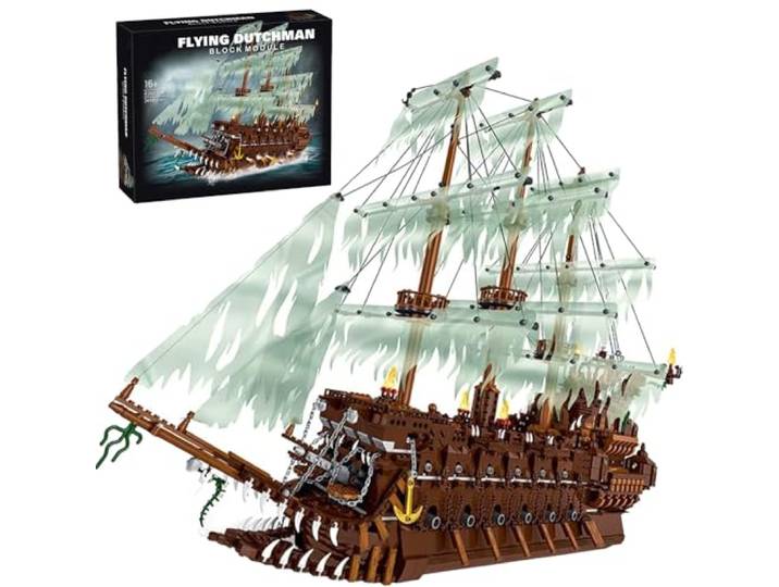 JOMIOD Piratenschiff Technik Bausteine Modell, Fliegender Holländer groß Piratenschiff Bausatz, 3658 Klemmbausteine MOC Schiff Segelschiff Spielzeug Modular Buildings Kompatibel mit Lgo