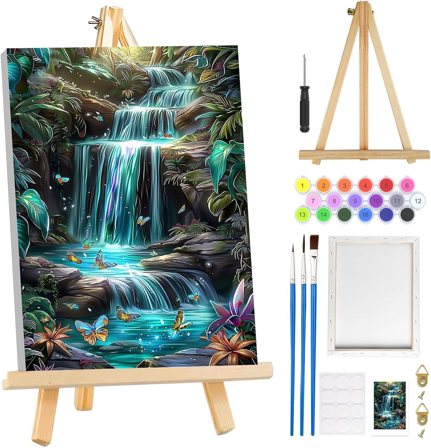 Schilderen op nummer rivierenlandschap met lijst DIY acrylverf kit voor volwassenen op canvas