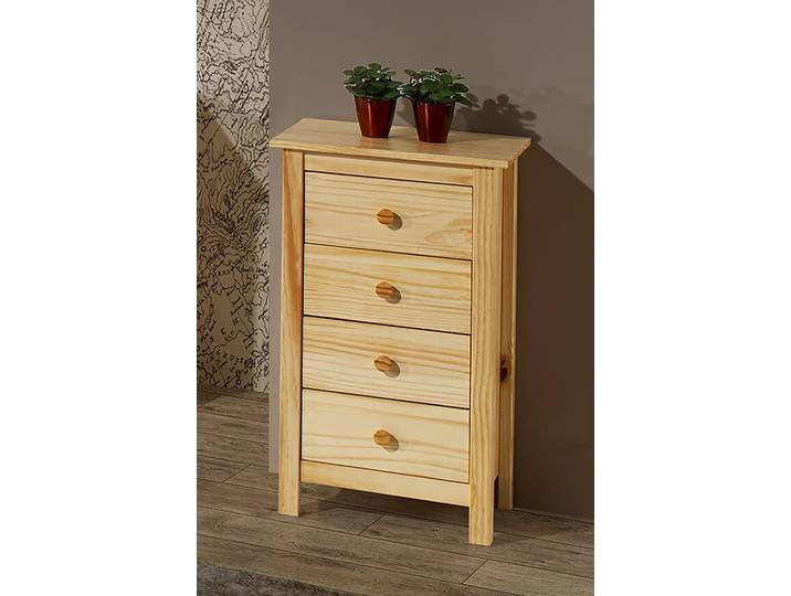 Commode massive Bukilen - 4 tiroirs 46 x 80 x 35cm Marron