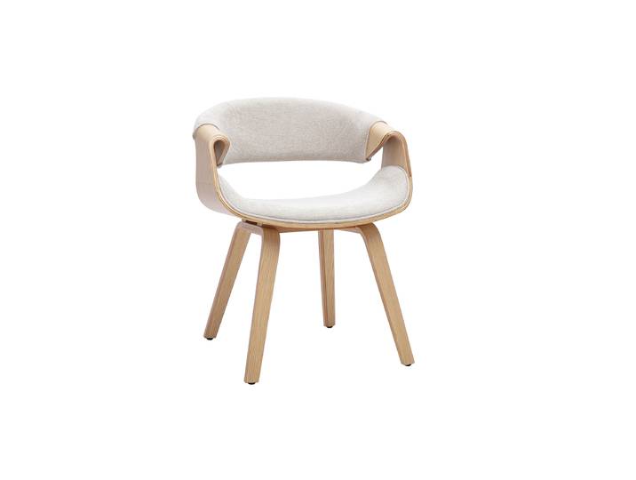 Chaise design en tissu effet velours texturé beige et bois clair ARAMIS