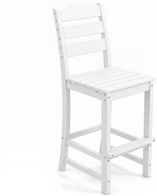 Costway 30 Inches HDPE Outdoor Counter Height Bar Stool with Back and Footrest-White