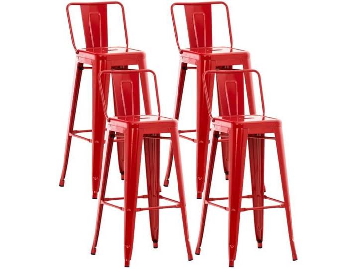 Tabourets de bar - CLP - Mason - Style industriel - Rouge - Métal