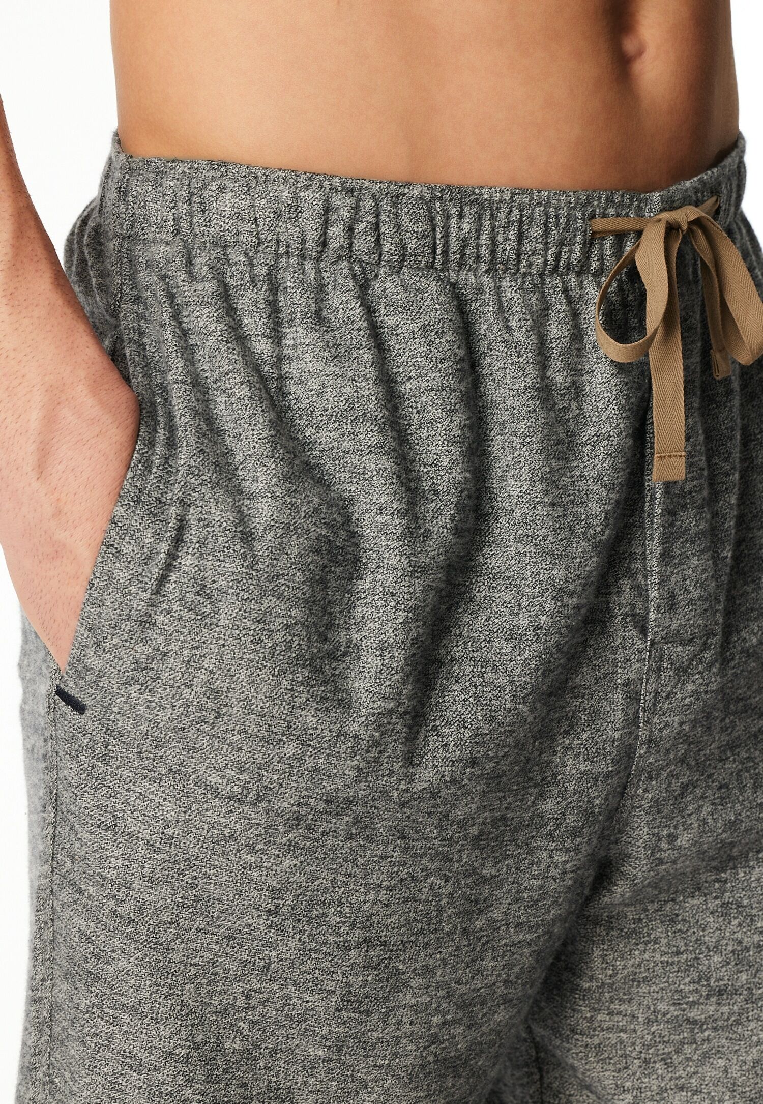 Pyjamahose SCHIESSER "Mix + Relax", Herren, Gr. 58, N-Gr, grau (dunkelgrau, meliert), Flanell, Obermaterial: 95% Baumwolle, 5% Elasthan, bequem lang, Hosen Pyjamahose, verdeckte Knopfleiste, seitliche Taschen, wärmend, Flanell