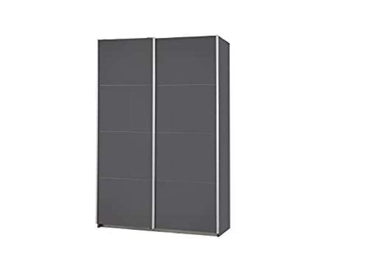 Rauch Möbel Caracas, Schwebetürenschrank, Grau metallic, Breite 136 cm Kleiderschrank mit Schwebetüren, Schiebetüren, 1-türig, für Schlafzimmer, Kinderzimmer, Wohnzimmer, Gästezimmer, Garderobe