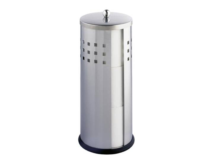 WENKO Ersatzrollenhalter Mod. Ancona aus rostfreiem Edelstahl matt für bis zu 3 Toilettenpapierrollen platzsparend Ø 13 x H 34 cm Silber matt