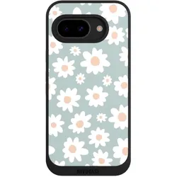 Nivocase Handyhülle für Google Pixel 9a Hülle NIVOpure Case Schwarz Blumen Gänseblume Muster (Google Pixel 9a), Smartphone Hülle, Schwarz