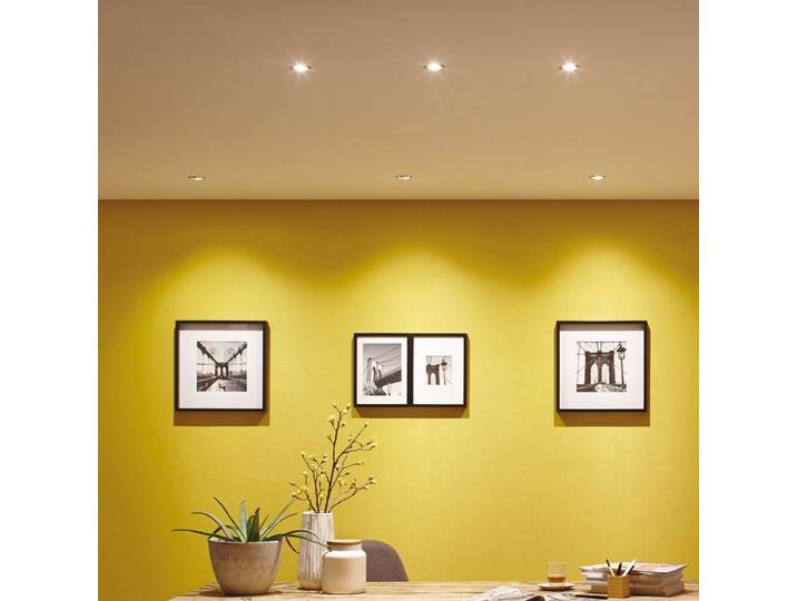 Paulmann 3er Spot Nova rund starr Eisen IP44 GU10 2.700K, alu / grau / zink, für Badezimmer, Aluminium, Modern, Einbaustrahler