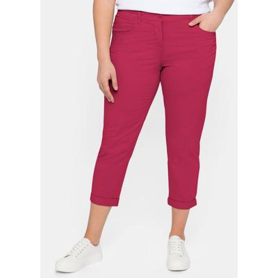 7/8-Hose SHEEGO, Damen, Gr. 46, Normalgrößen, lila (orchidee), 97% Baumwolle, 3% Elasthan, unifarben, Hosen 7/8-Hose