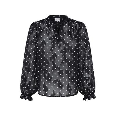 Langarmbluse PULZ JEANS "Pulz Jeans Bluse langarm PZFINJA", Damen, Gr. M, schwarz-weiß (schwarz beauty), Blusen