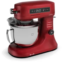 Chiara Küchenmaschine   1600 Watt   12 Stufen   Edelstahlschüssel   LCD-Display   inkl. Zubehör Rot