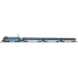 PIKO 57179 H0 Start-Set E-Lok Railjet und 3 Wagen mit Gleisbettung, CD, Ep. VI