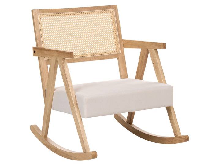 SCHAUKELSESSEL Holz Hellbraun/Hellbeige Rya