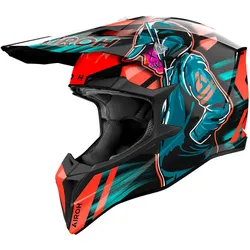 Airoh Wraaap Cyber, Motocrosshelm - Schwarz/Orange/Petrol - S