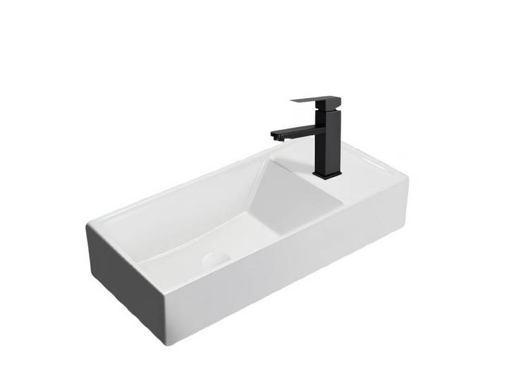 Nettlife Waschbecken Barnett II 40/22/10cm, Weiß, Keramik, 22x10x40 cm, Badezimmer, Waschbecken & Armaturen, Waschbecken