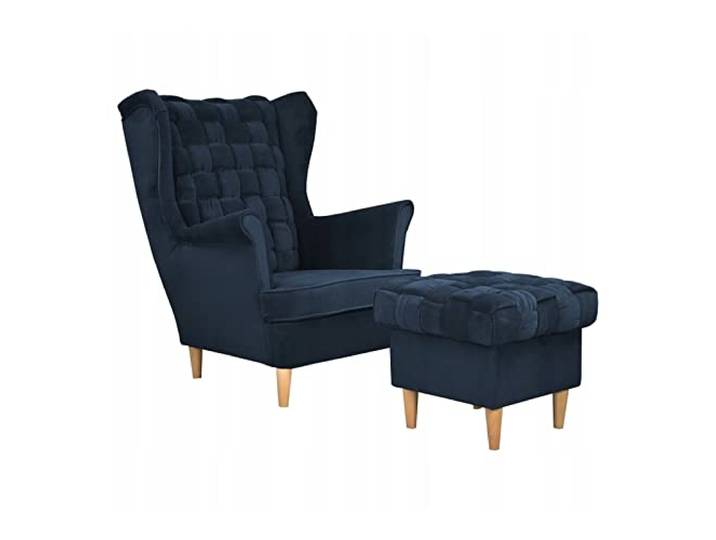 Family Meble Ohrensessel mit Hocker, Modell Carol, Skandinavisch, Relaxsessel aus Webstoff, Loungesessel, Ohrensessel mit Hocker, Bequemer Sessel, Für Wohnzimmer, Esszimmer, Schlafzimmer, Trinity 31