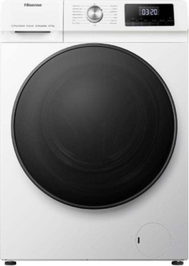 Hisense WDQA8014EVJM, Frontlader, Freistehend, Weiß, Links, Schwarz, Drehregler, Berührung