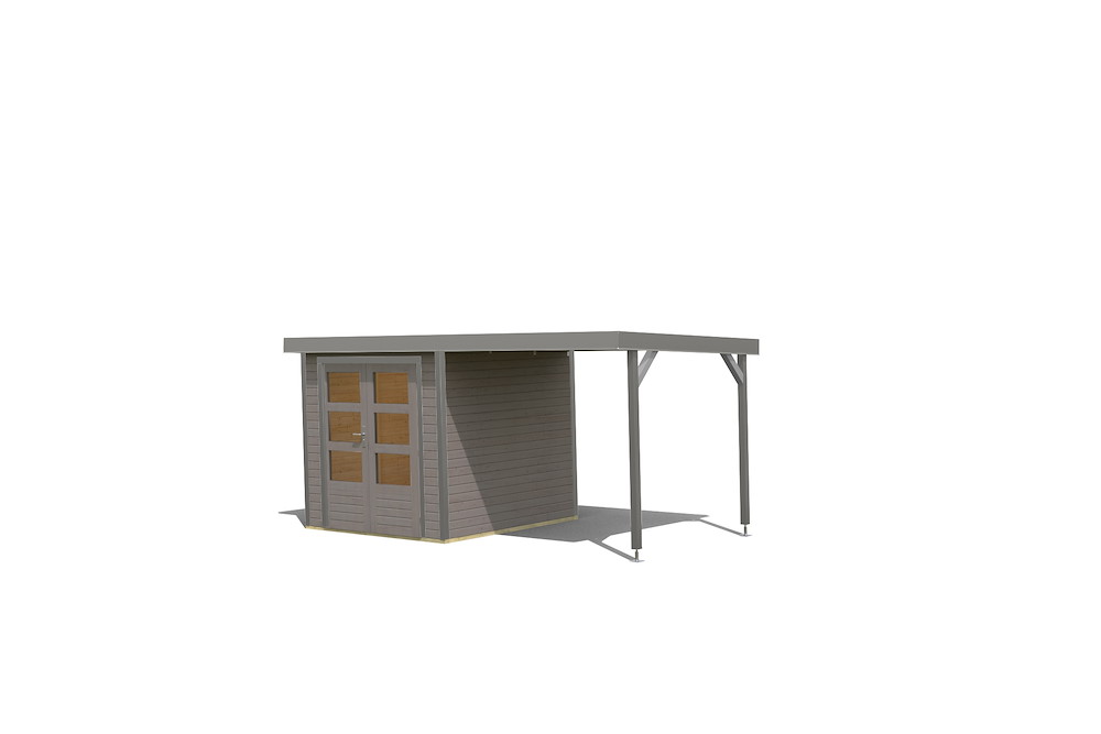 KARIBUHOLZT GH Jupiter 2 D 213x217x211cm wassergrau Anbaudach ca. 2,35m 16988262