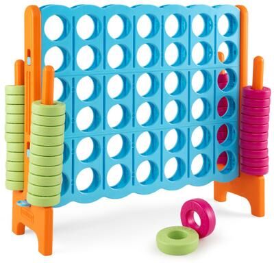 Costway Jumbo 4-to-Score Game Set for Kids and Adults 3.5FT Tall by 4FT Wide Oversized Family Fun Game-Orange