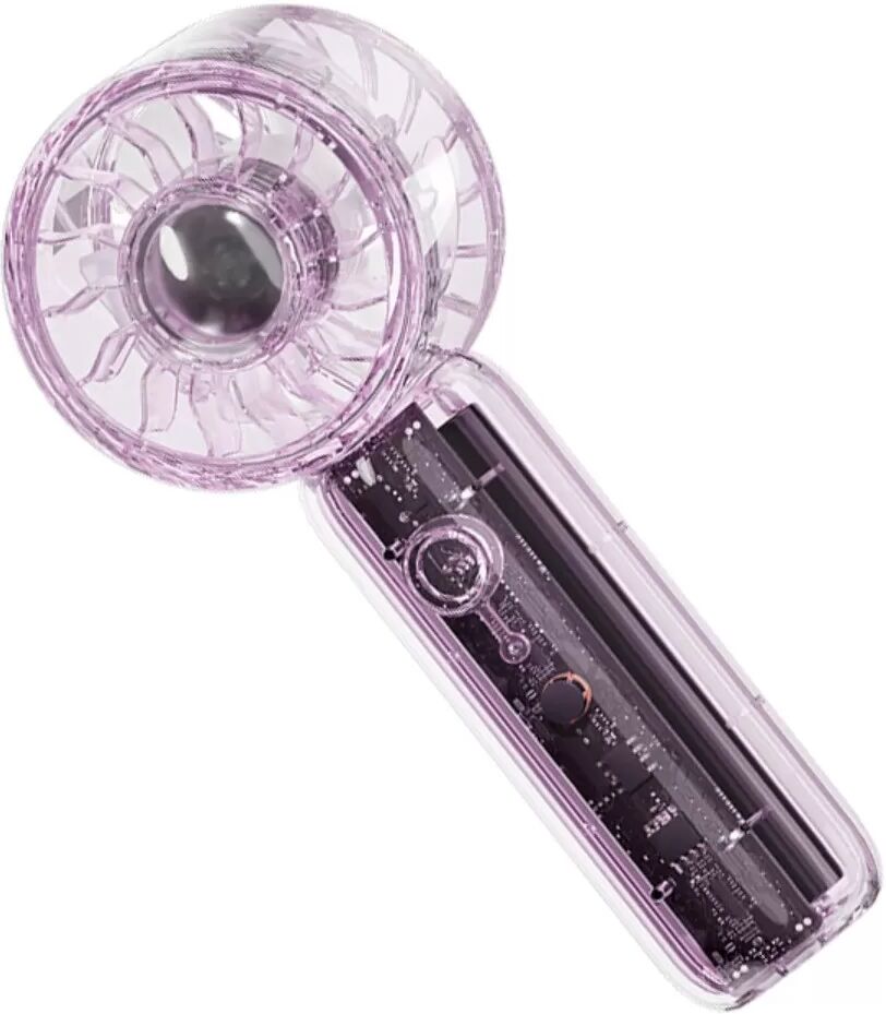 INF Transparenter Handventilator - Turbo-Blatt, Drei-Gang, USB Aufladbar mit 1200AH Batterie und Type-c-Ladung Violett