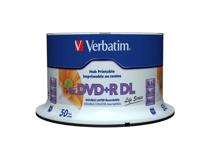 Verbatim 97693, DVD+R DL, 120 mm, Imprimable, 50 pièce(s), 8,5 Go