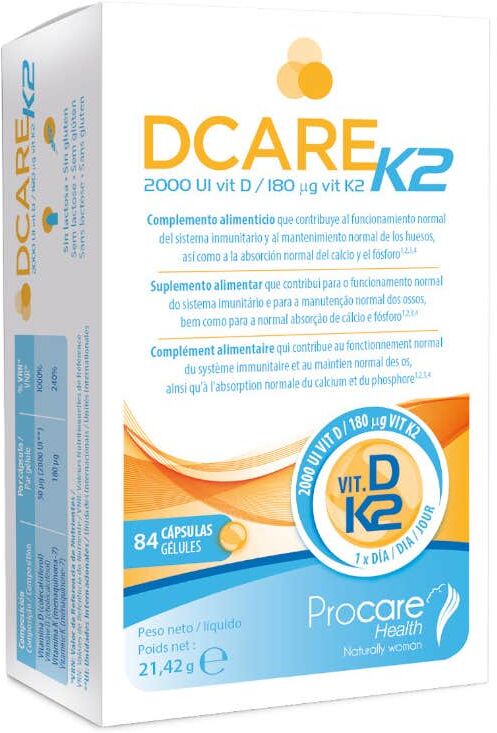 ProCare Dcare K2: Vitamina D3+K2 84caps