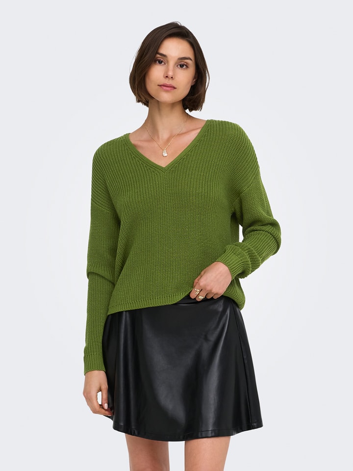 JDY Pullover "Evie" in Oliv - L
