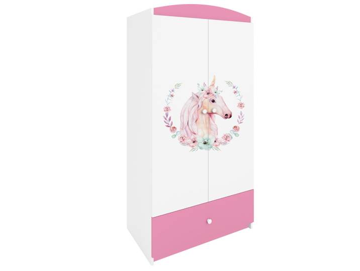 Raumhirsch Furniture Kinderkleiderschrank Pferd, Hellrosa, Rechteckig, 90x175x52 cm, Babymöbel & Kindermöbel, Babyzimmer, Babykleiderschränke