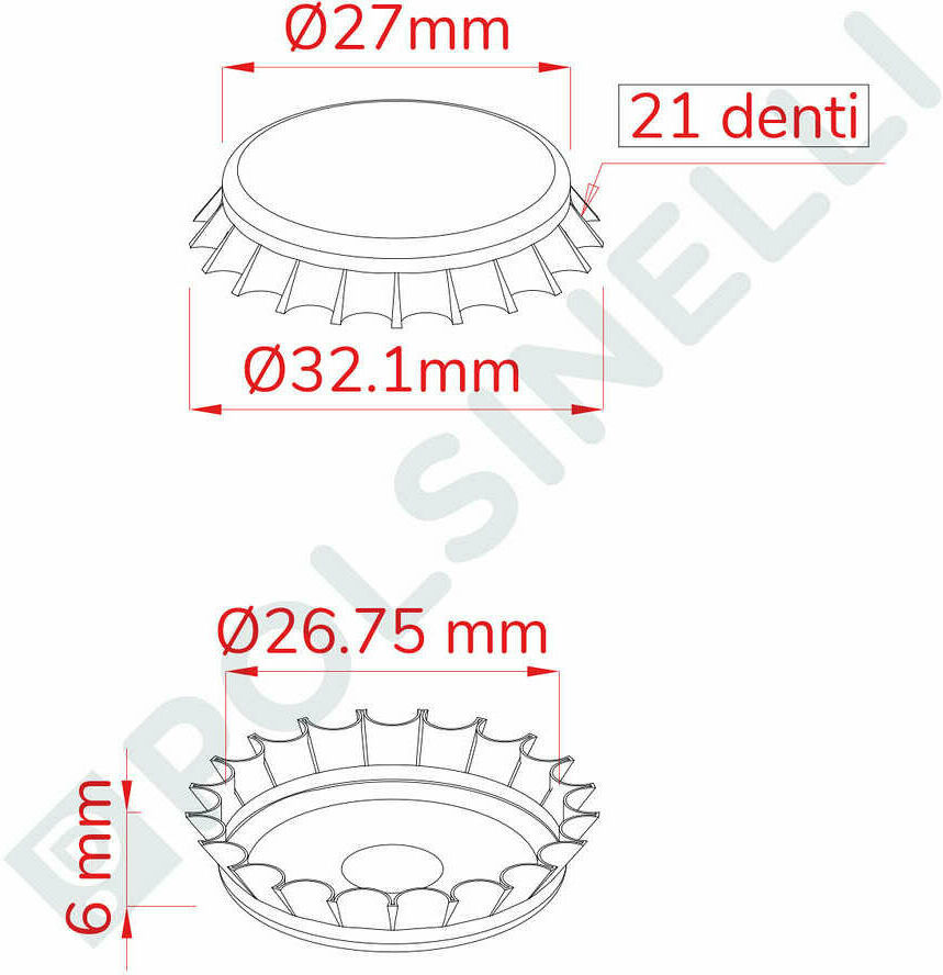 Polsinelli Bouchon couronne "tomate" ⌀26 (100 pcs)
