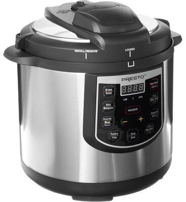 Presto 6-Quart Electric Pressure Cooker, Black, Silver, Stainless steel