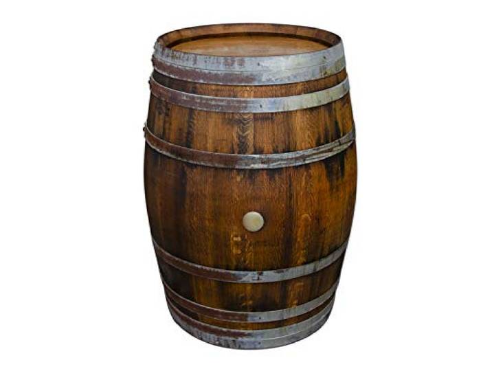 Temesso Stehtisch Tisch aus gebrauchtem Holzfass Weinfass, Fass, Barrique Tisch aus Eiche Holz rustikal 225 Liter (rustikal geölt)
