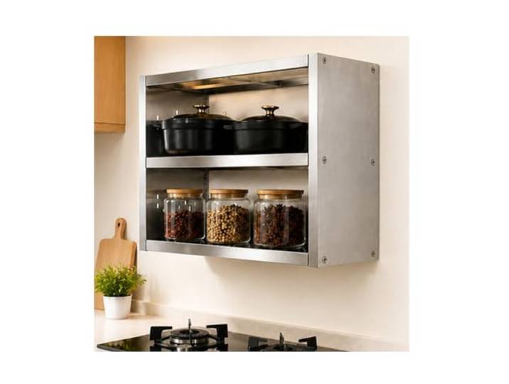 Edelstahl Mikrowellenregal, Mikrowellen Regal, Regal Küche, Kitchen Shelf Spart Platz auf der Arbeitsplatte, Wasserdicht, Leicht zu reinigen, Jede Ablage ist mit 50 kg (110 lb) belastbar, Anpassbar