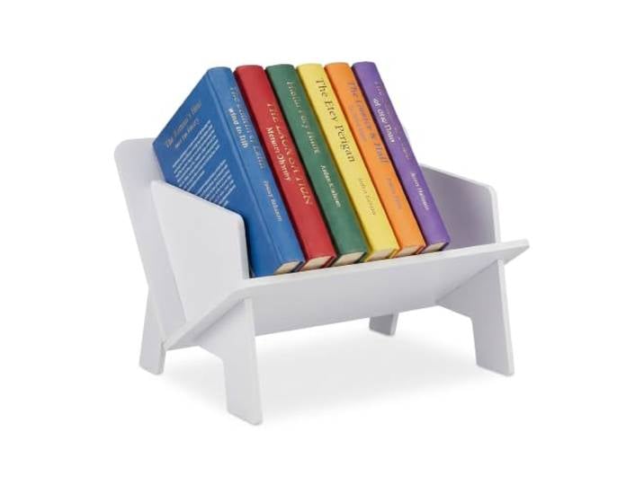 Relaxdays étagère de bureau\, étagère à livres de table\, blanche mini-étagère\, PVC\, H x L x P : 23\,5 x 39 x 26 cm