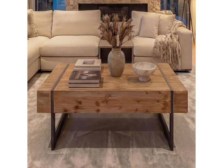 Mendler Couchtisch HWC-A15a, Tanne Holz massiv 40x120x60cm - naturfarben Wohnzimmertisch, rustikal