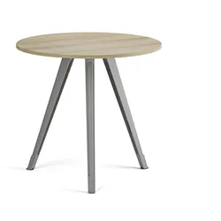 Couchtisch PRIMO ZEN, Durchmesser 80 cm, graues Metallgestell, Eiche natur
