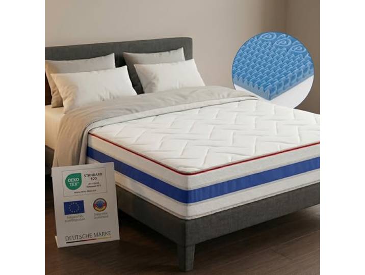 Arensberger RELAXX Matratze 90x190 cm Kaltschaummatratze mit 3D Memory Schaum Ergonomische Höhe 25cm Wendbarer Härtegrad H2/H3 Gel Schaum Bezug Rollmatratze Punktelastisch