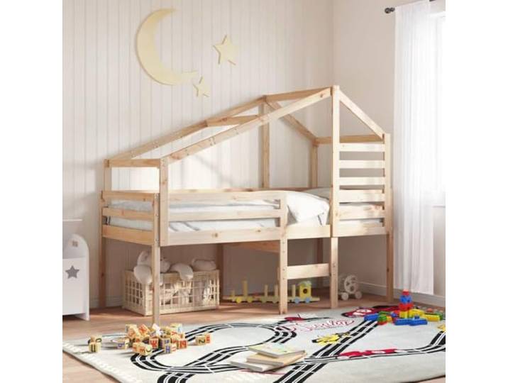 TUERYAFEK Dach für 198x87x113 cm Massivholz Kiefer Stabiles Kiefernholz, offene Seite für einfachen Zugang, Spielplatz-Design, nur Dach ohne Bett