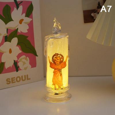 Uplift Treasures Flameless LED Prayer Candle With Jesus And Virgin Mary 7