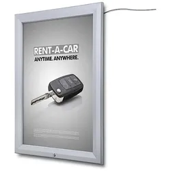 Showdown Displays LED-Plakatschaukasten mit Einhakstange A1 Außenbereich silber silber, 58.4x82.1x6.1 cm