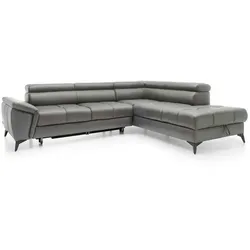 Ecksofa Mocca Leder Grau Stone