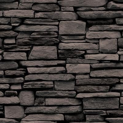 Tempaper Grey Stone Peel and Stick Wallpaper - 28 sq. ft.