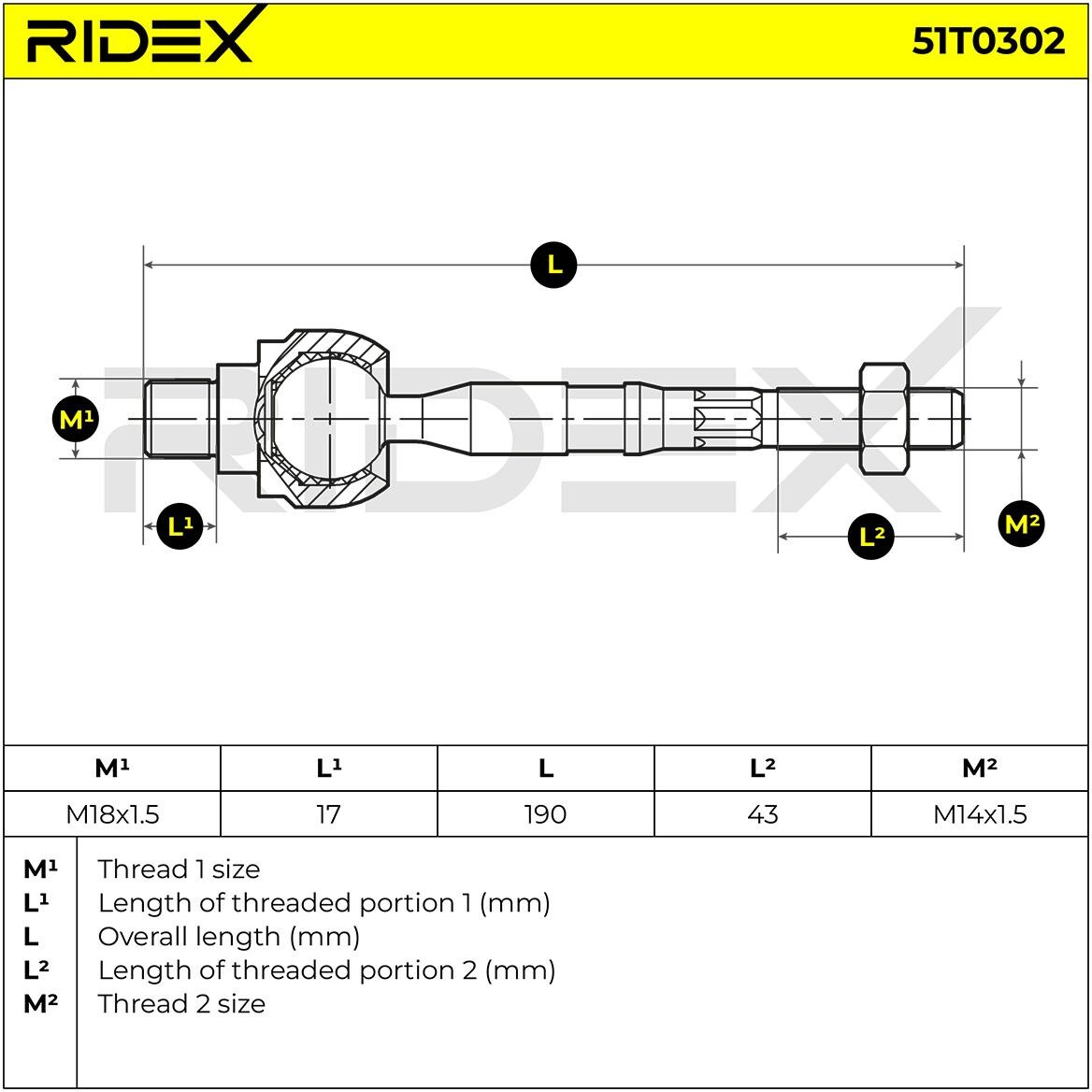 RIDEX 51T0302 Inner tie rod