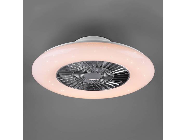 Reality Leuchten LED-Deckenventilator Visby, Ø 60cm, Tunable White dimmbar, weiß / opal, für Schlafzimmer, Kunststoff, Modern
