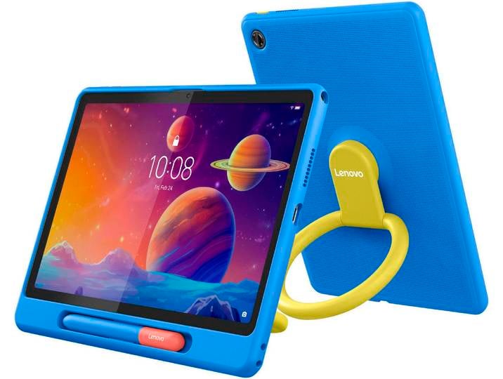 LENOVO Tablet Tab 10,1 Zoll mit Lenovo Play Suite (Kids Case & passiver Stift) , Energieeffizienz: D, blau (mondgrau), 4 GB, Tablets_EBookReader, Kids-Case abnehmbar - Tablet für alle Altersgruppen geeignet, Tablet