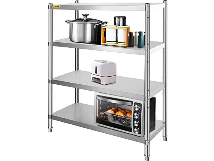 VEVOR Edelstahlregal Gastronomie 4 Böden Schwerlastregal Lagerregal 150 kg küchenregale standregal 122 x 48 x 150 cm Standing Shelf Rack