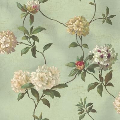 York Wallcoverings Rhododendron Script Blue Wallpaper