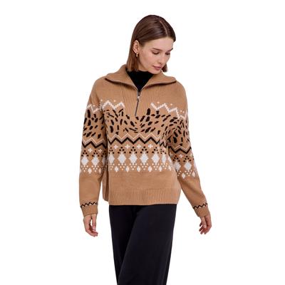 Strickpullover FALKE "FALKE Pullover", Damen, Gr. ML, camel (5038), Pullover Strickpullover
