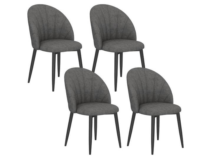 Homcom Esszimmerstühle 4er Set Polyester Stahl Dunkelgrau, Textil, 52x79x54 cm, Esszimmer, Stuhl