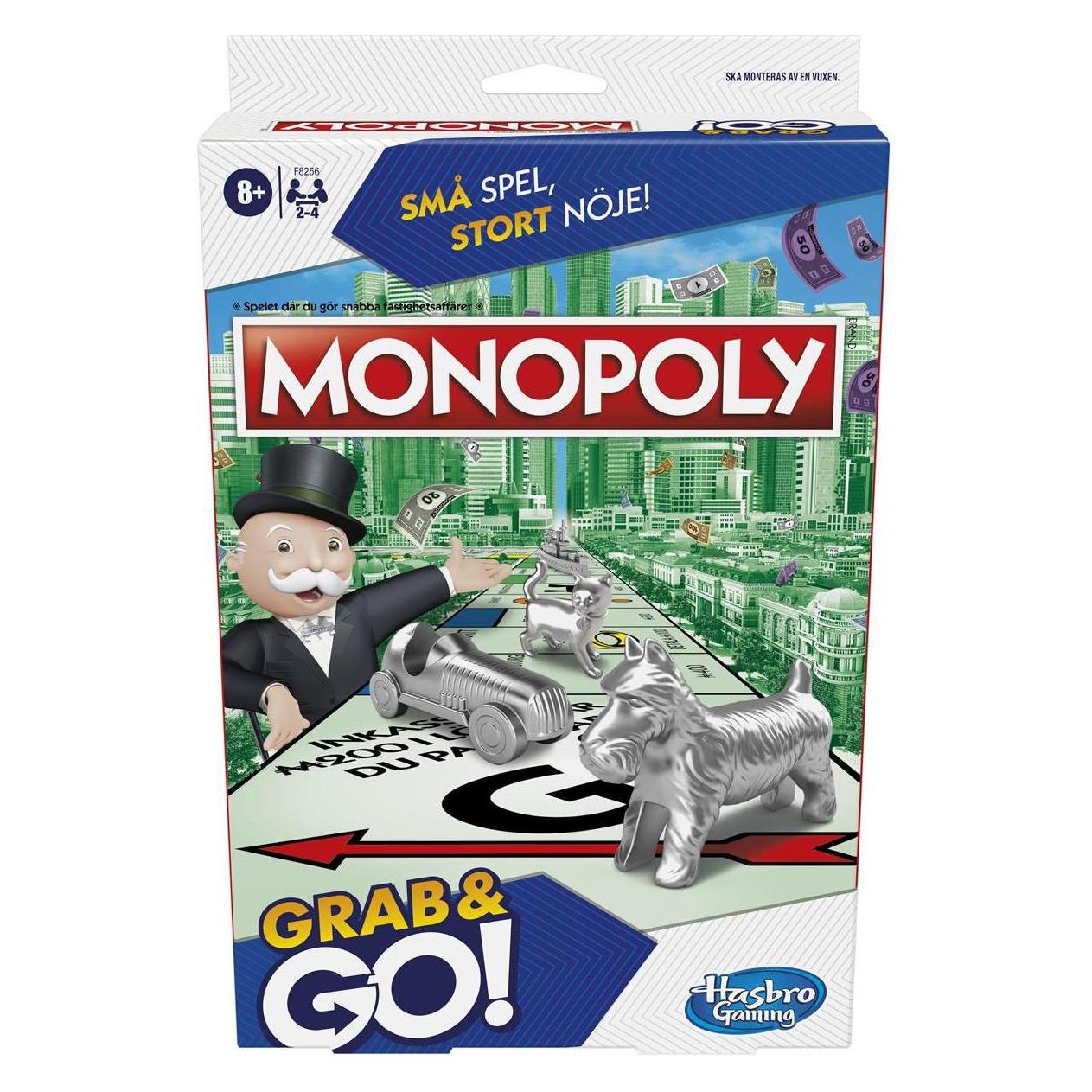 Hasbro Grab & Go Monopoly (SE/FI) (Finnisch, Schwedisch, 2 - 4 Spieler) (F8256X611)