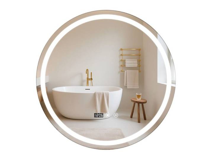 GIPAZ 60cm Miroir Rond Salle de Bain avec LED Lumineux 3 Mode de Lumières Dimmable Anti-buée IP44 Blanc